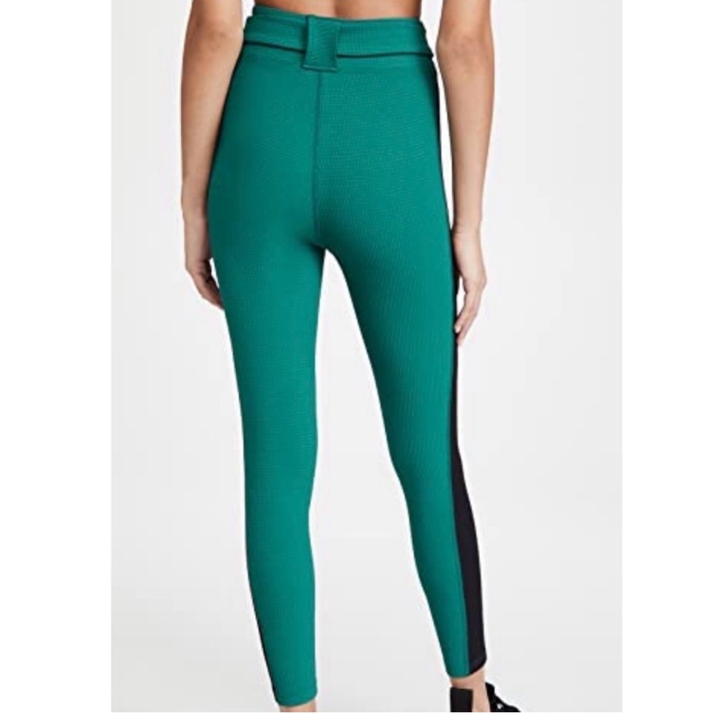 Year of Ours Thermal‎ Ski Belted Leggings M Medium Green Black Stripe Waffle - Picture 2 of 8
